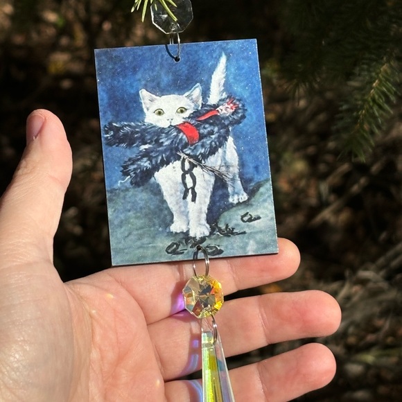 Krampus cat Ornament, retro krampus postcard reproduction ornament, creepmas - Picture 7 of 10